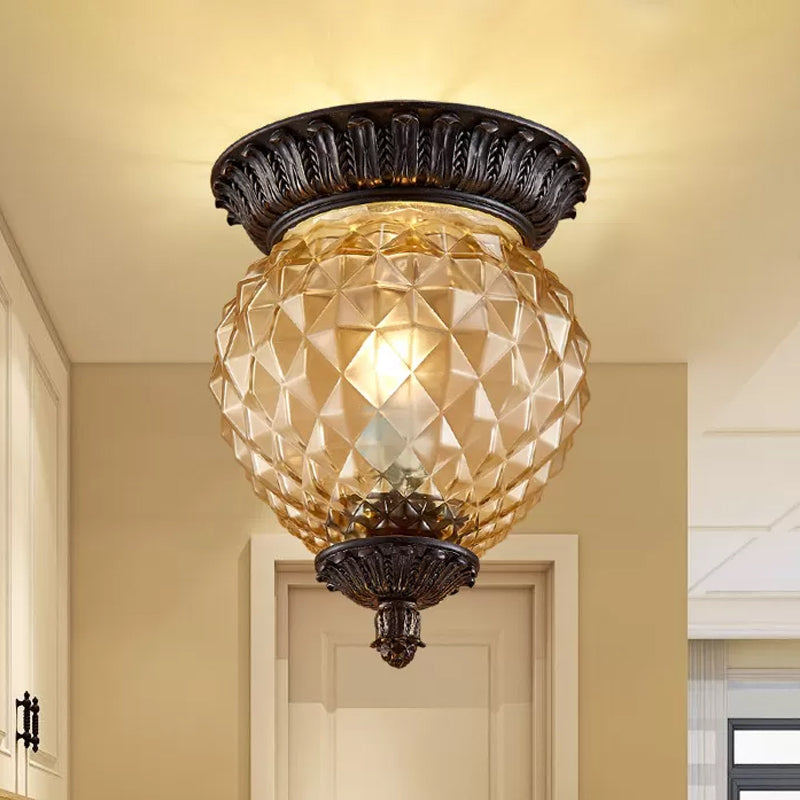 Prismatic Glass Black Flush Mount Lamp With Urn-Shaped And Teardrop Design - 8/12.5 Width 2-Head