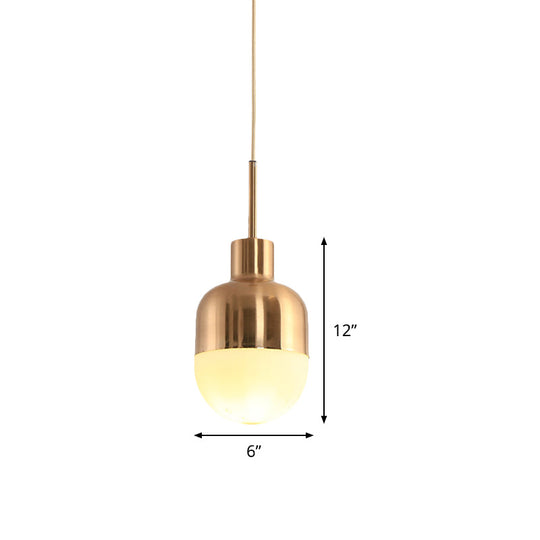Frosted Glass Capsule Pendulum Light - 1-Light Gold Finish Hanging Pendant For Simple Stylish