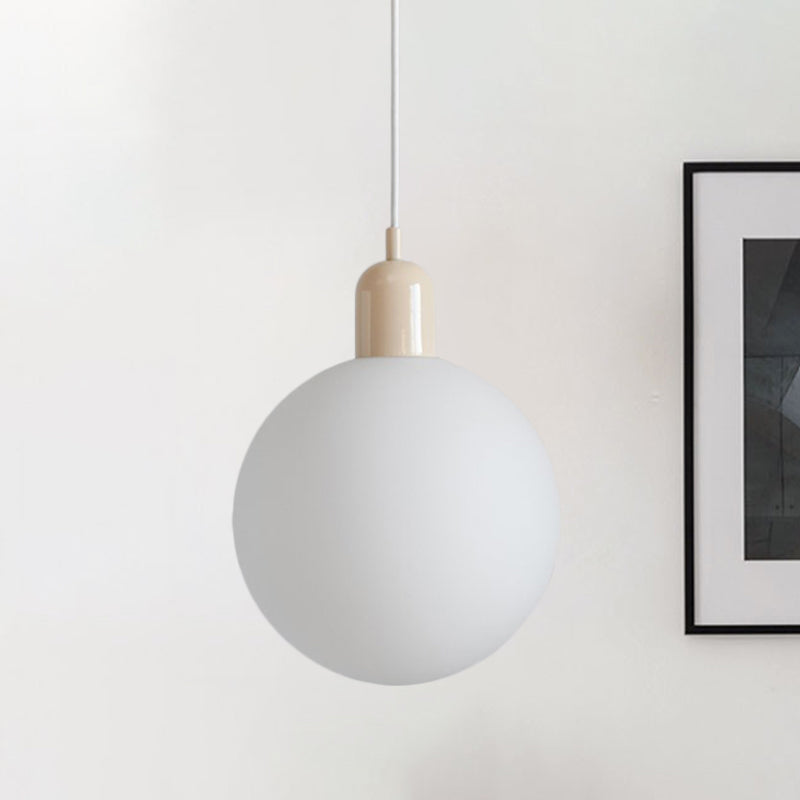 Sleek Opal Glass Drop Pendant Ceiling Light With Colorful Cap - 1-Light Hanging Design