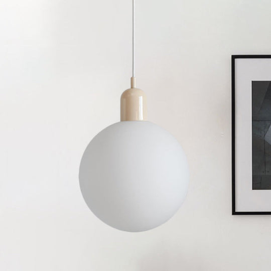 Sleek Opal Glass Drop Pendant Ceiling Light With Colorful Cap - 1-Light Hanging Design