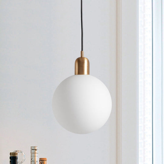 Sleek Opal Glass Drop Pendant Ceiling Light With Red/White/Green Cap Gold