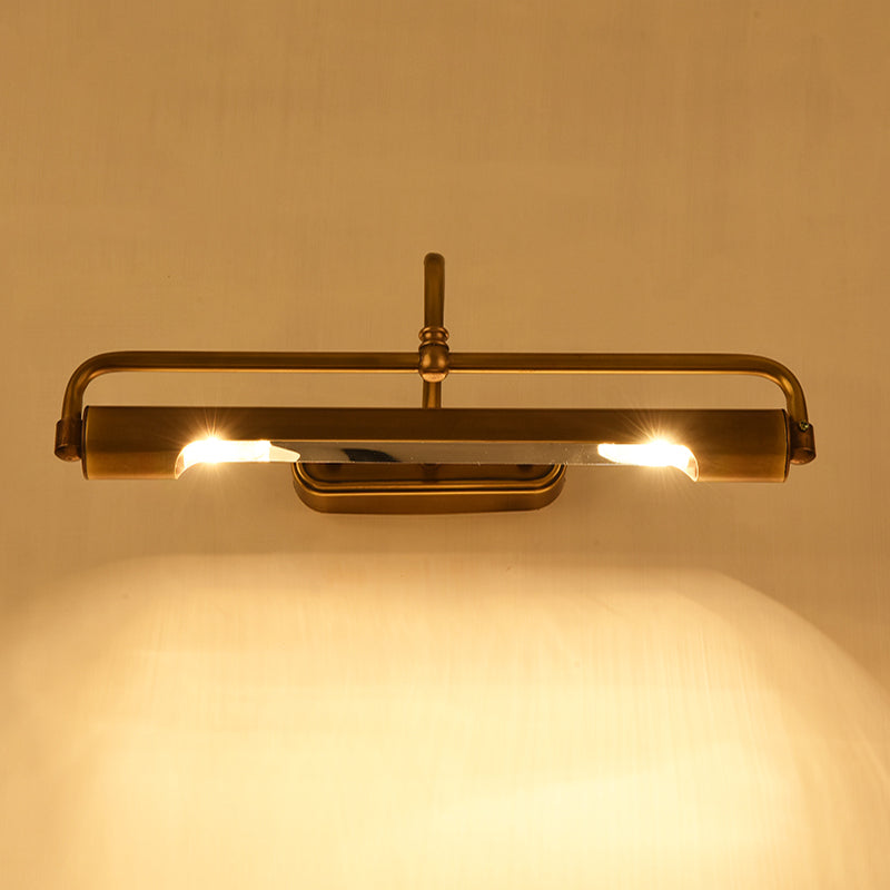 Traditional 2-Light Gold Vanity Light Fixture With Curvy Arm - Perfect For Bathrooms