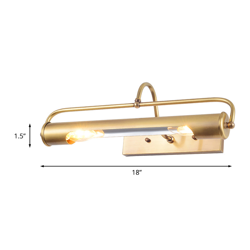 Traditional 2-Light Gold Vanity Light Fixture With Curvy Arm - Perfect For Bathrooms