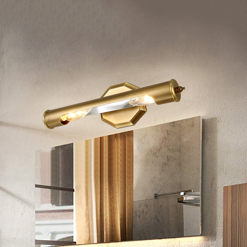 Gold Metal Vanity Lighting 18/21.5 L Elongated Country Bathroom Wall Mounted Light Fixture With 2