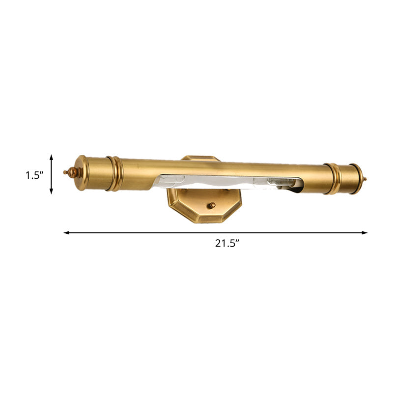 Gold Metal Vanity Lighting 18/21.5 L Elongated Country Bathroom Wall Mounted Light Fixture With 2