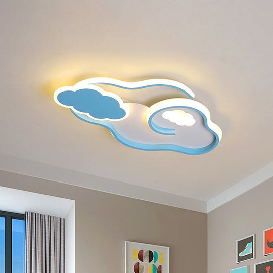 Blue Cloud Led Ceiling Light For Kids’ Room With Nordic Design And Acrylic Shade