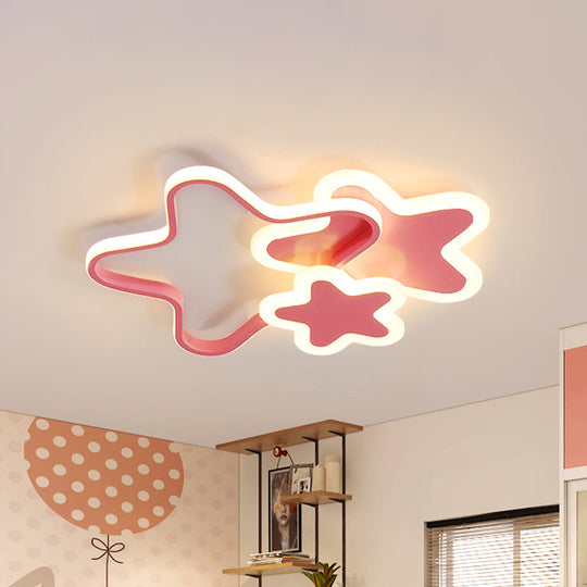 Girls Bedroom Led Pink Flushmount Ceiling Light - 16.5’/20.5’ W With Star Acrylic Shade / 16.5’