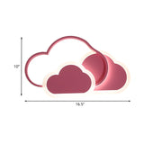 Pink Cloud Kids Led Ceiling Light Flush Mount Acrylic Fixture In White/3 Color 16.5’/20.5’ Length