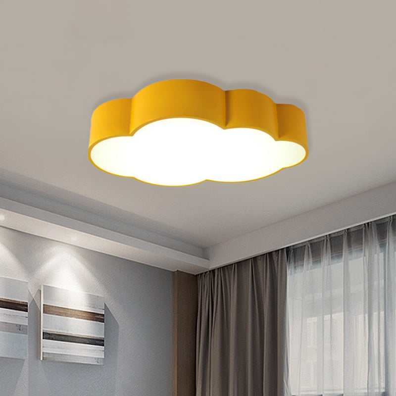 Contemporary Led Cloud Iron Flush Ceiling Light For Kids Bedroom - Yellow/Blue 20.5’/24.5’ Long