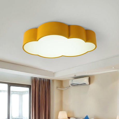 Contemporary Led Cloud Iron Flush Ceiling Light For Kids Bedroom - Yellow/Blue 20.5/24.5 Long Yellow