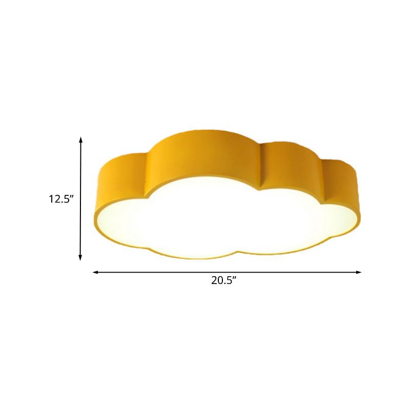 Contemporary Led Cloud Iron Flush Ceiling Light For Kids Bedroom - Yellow/Blue 20.5’/24.5’ Long