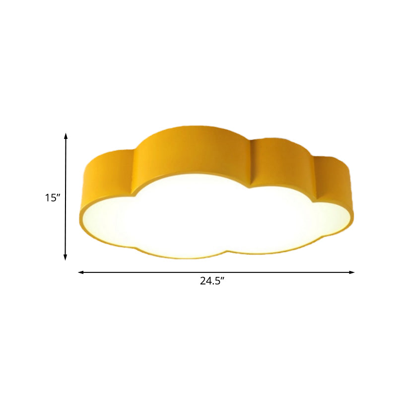 Contemporary Led Cloud Iron Flush Ceiling Light For Kids Bedroom - Yellow/Blue 20.5’/24.5’ Long