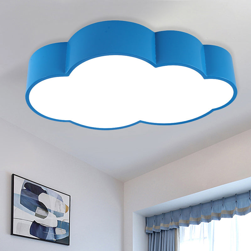 Contemporary Led Cloud Iron Flush Ceiling Light For Kids Bedroom - Yellow/Blue 20.5’/24.5’ Long