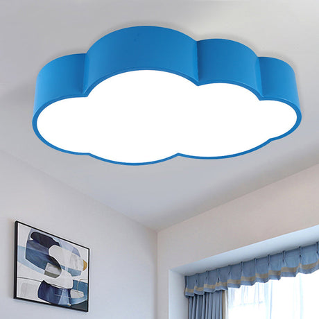 Contemporary Led Cloud Iron Flush Ceiling Light For Kids Bedroom - Yellow/Blue 20.5/24.5 Long