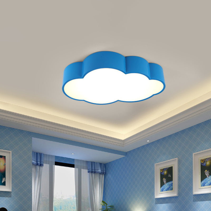 Contemporary Led Cloud Iron Flush Ceiling Light For Kids Bedroom - Yellow/Blue 20.5’/24.5’ Long