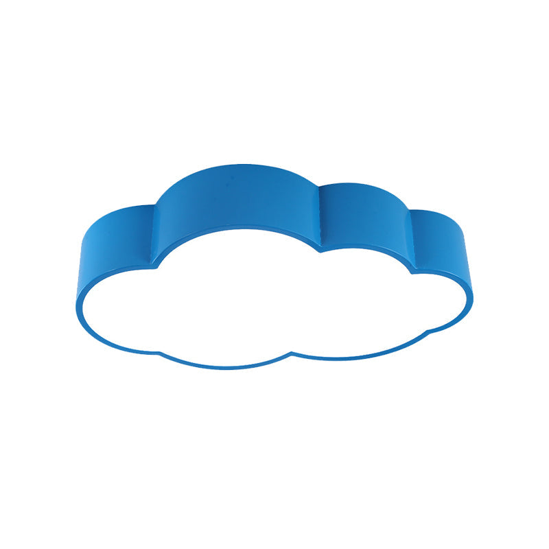 Contemporary Led Cloud Iron Flush Ceiling Light For Kids Bedroom - Yellow/Blue 20.5’/24.5’ Long