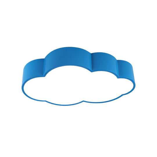 Contemporary Led Cloud Iron Flush Ceiling Light For Kids Bedroom - Yellow/Blue 20.5’/24.5’ Long