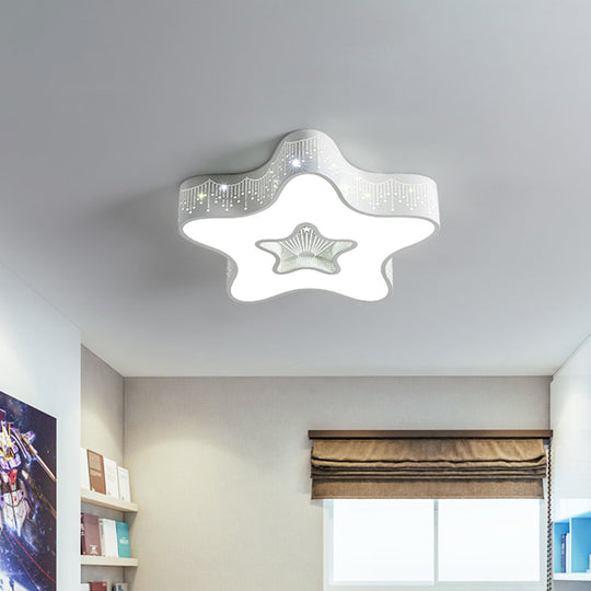 Led Nursery Ceiling Flush Light - Macaroon Pentagram Design In White/Pink/Blue