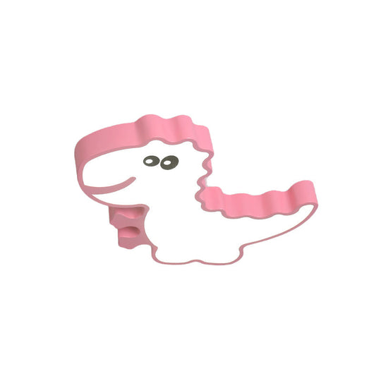 Dinosaur Flush Mount Light For Kids - Iron White/Pink/Green Led Ceiling Fixture Children’s Bedroom