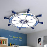 Led Blue Flush Light Fixture For Nursery Acrylic Rudder Mount Spotlight Mediterranean Style
