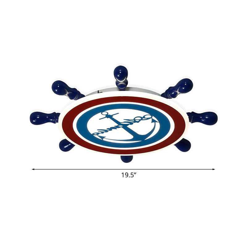 Rudder Boys Bedroom Flush Light Iron Led Flushmount In Blue Choice Of Warm Or White -