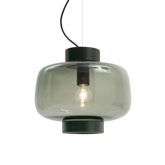 Vintage Black Bistro Pendant Light Kit With Smoke Glass Shade