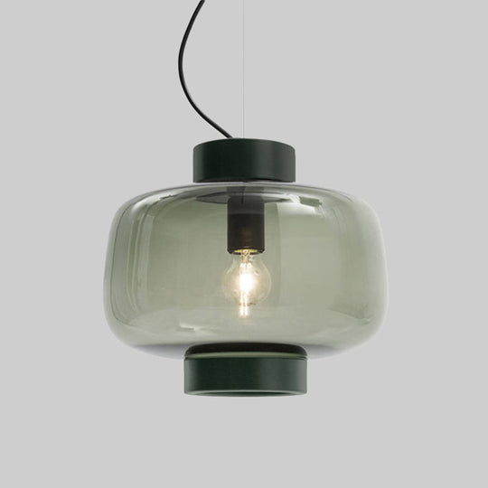 Vintage Black Bistro Pendant Light Kit With Smoke Glass Shade