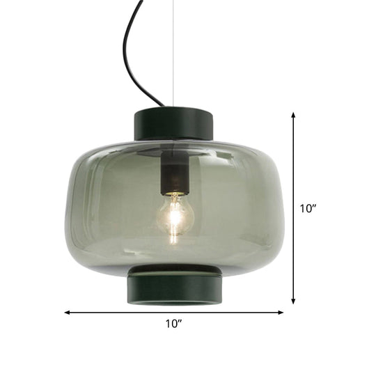 Vintage Black Bistro Pendant Light With Smoke Glass Shade - Drum Hanging Lamp Kit