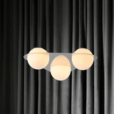 Modern White Glass Globe Cluster Pendant Light - 3-Lights Living Room Ceiling Fixture With Mirror