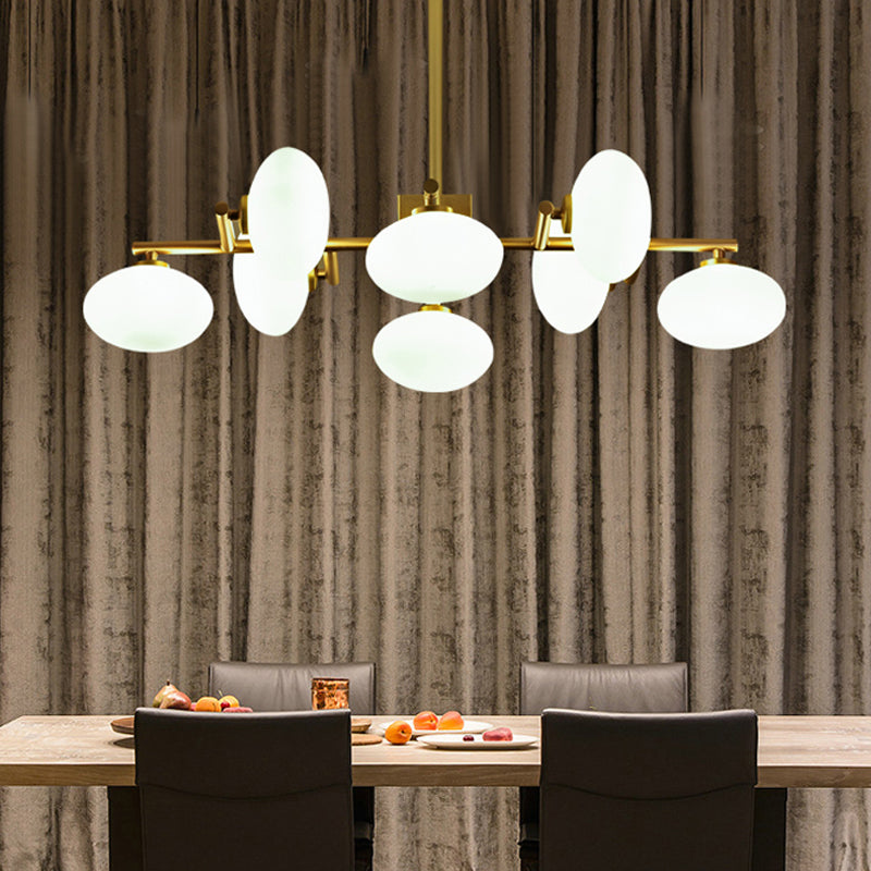 Postmodern Gold Chandelier With Cream Glass - 8-Bulb Suspension Lamp