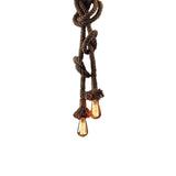Vintage Style Rope Pendant Light With Open Bulbs - Brown 2 Heads Ideal For Bars