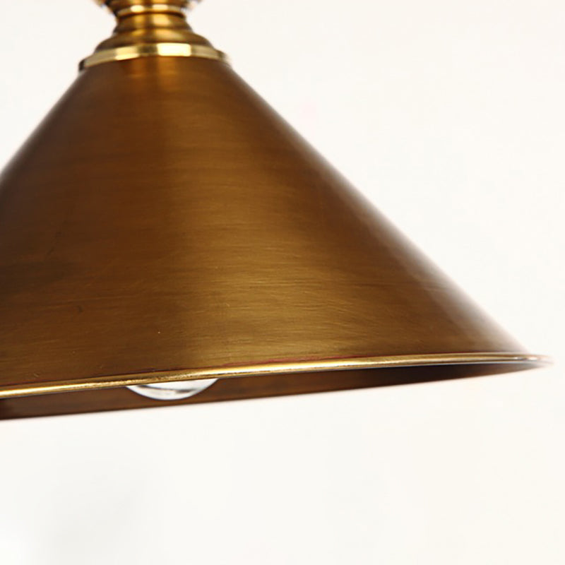 Vintage Suspension Pendant Light With Metallic Brass/Gold Finish - 7’/8.5’ Conical Shade 1-Light