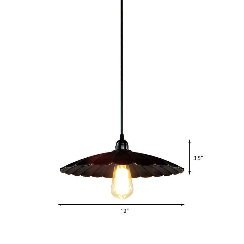 Antique Scalloped Pendant Lamp - 10’/12’ Dia Black’ Perfect For Your Kitchen