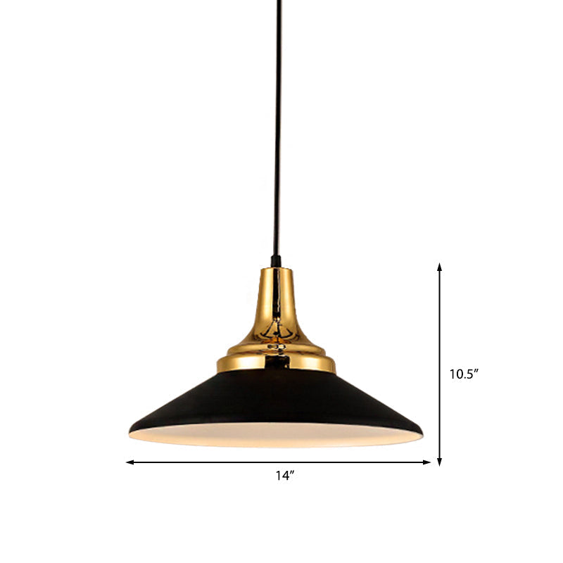 Conic Metal Pendant Lighting - Nordic Style 1 Light Black/White 9.5’/14’ Width