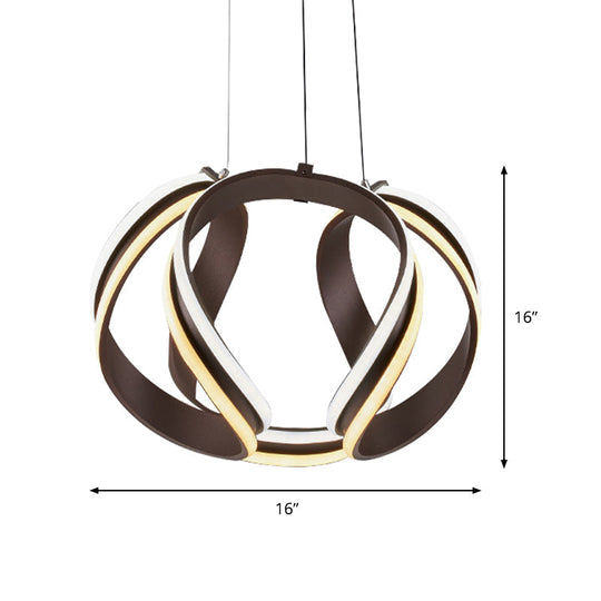 Twisted Ceiling Lamp: White/Brown Simplicity Single Light Acrylic Chandelier In Warm/White/Natural
