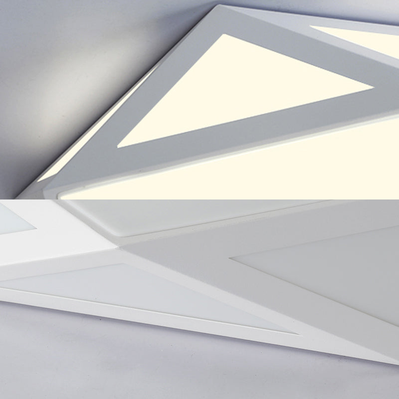 Sleek Black/White Pentagon Flush Ceiling Light With Acrylic Shade - Simple Led For Bedroom