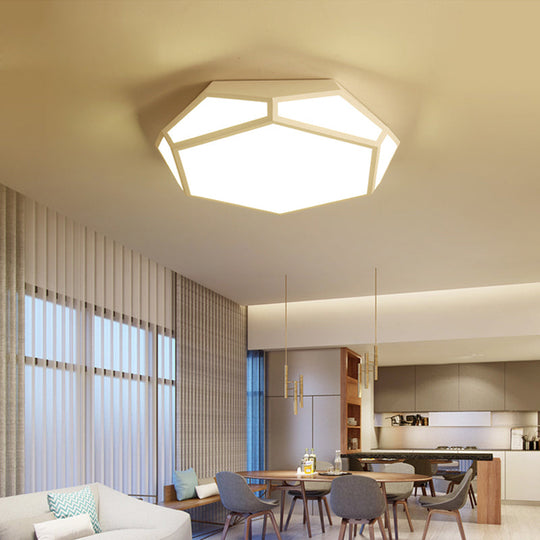 16.5’/20.5’ Metal Geometric Flush Mount Ceiling Light With Acrylic Shade In Nordic Black/White