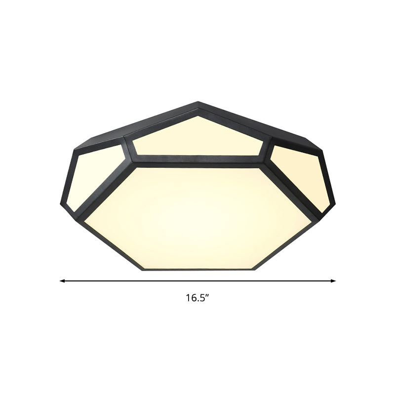 16.5’/20.5’ Metal Geometric Flush Mount Ceiling Light With Acrylic Shade In Nordic Black/White