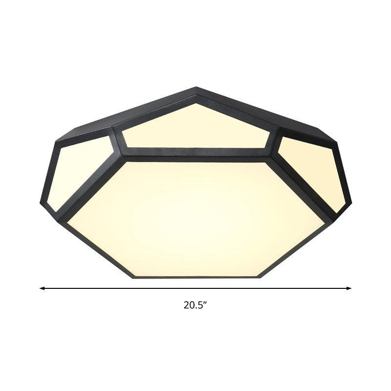 16.5’/20.5’ Metal Geometric Flush Mount Ceiling Light With Acrylic Shade In Nordic Black/White