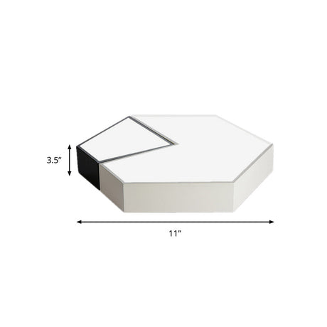Modern Black And White Hexagon Ceiling Light Acrylic Shade Mount Fixture 11/15/19 Dia - Perfect For