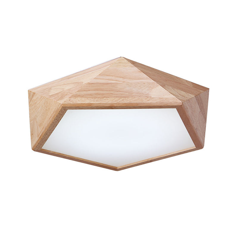 Modern Wooden Geometric Led Flush Mount Ceiling Lamp 15/19 Wide