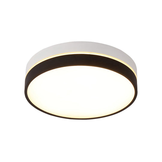 Black Drum Flush Mount Lamp: Nordic Acrylic Shade Led Ceiling Light For Living Room