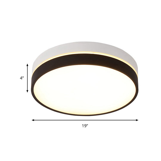 Black Drum Flush Mount Lamp: Nordic Acrylic Shade Led Ceiling Light For Living Room