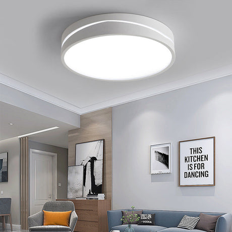 Nordic Drum Ceiling Mounted Led Flush Mount Light 16/19.5 Dia With Acrylic Diffuser - Black/White