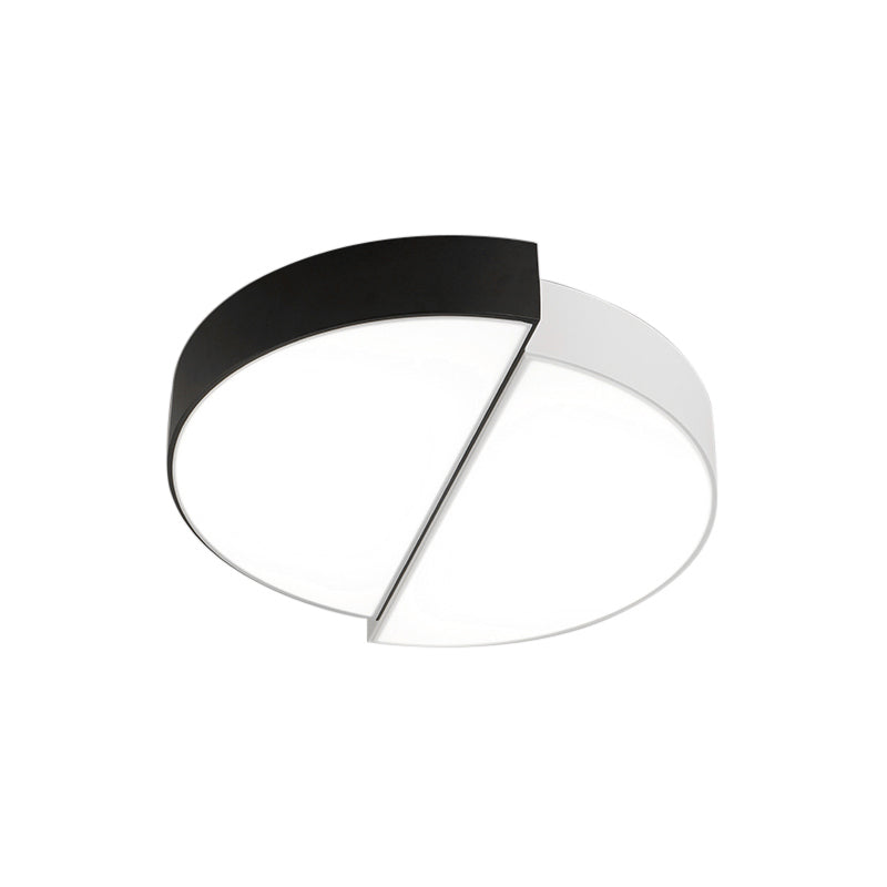 Modern Nordic 2-Semicircular Ceiling Light - Integrated Led Flush Mount In Black & White Acrylic