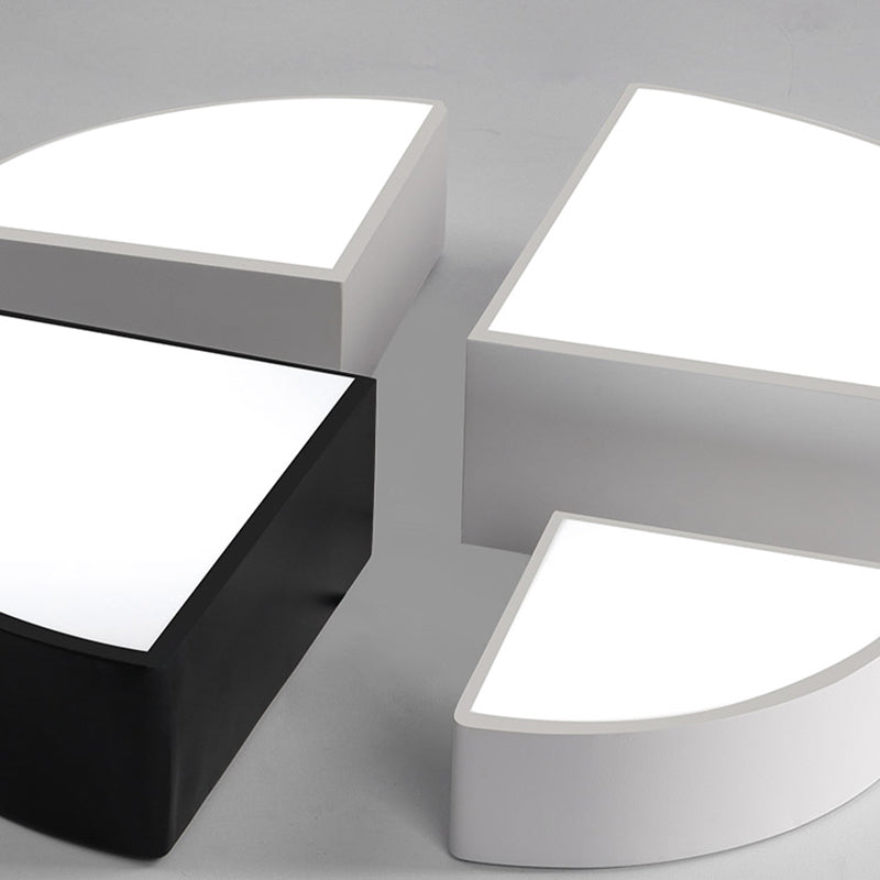 Modern White/Black Sector Flush Led Ceiling Light - Metal Mount 10’/12’/14’ Wide