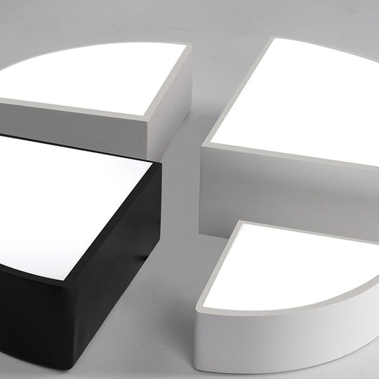 Modern White/Black Sector Flush Led Ceiling Light - Metal Mount 10/12/14 Wide