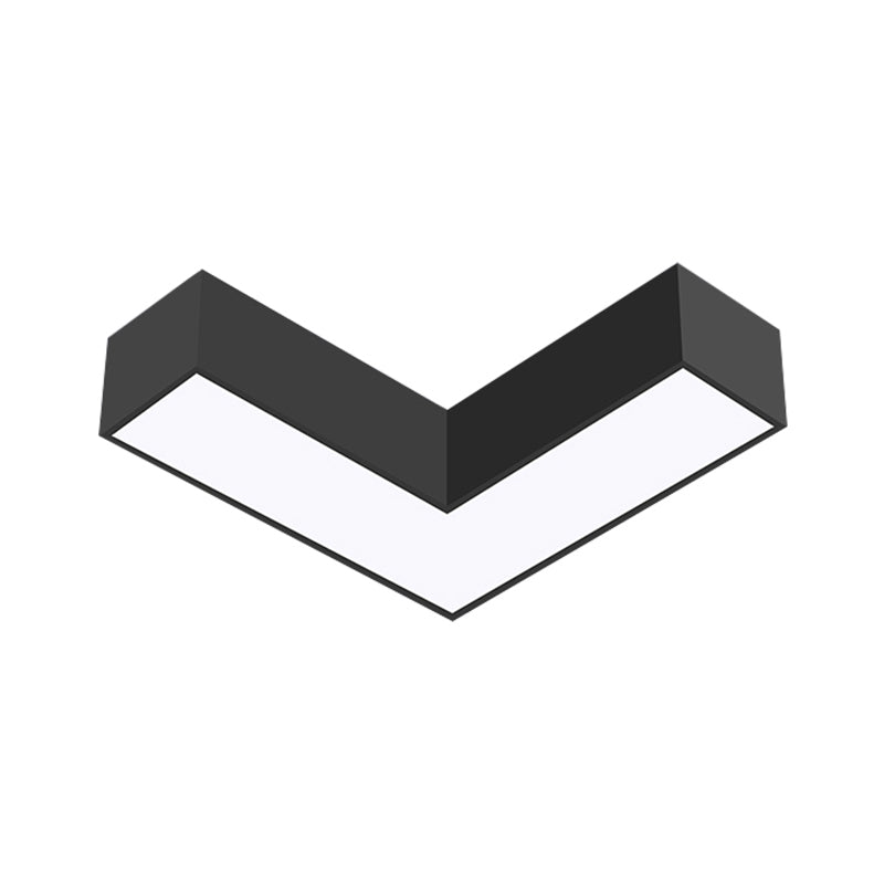 Modern Arrow Metal Flush Mount Led Ceiling Light - 10’/14’ Wide (White/Black) For Office With