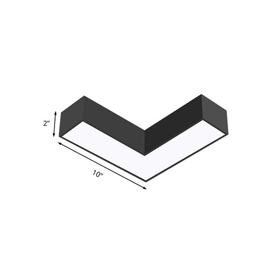 Modern Arrow Metal Flush Mount Led Ceiling Light - 10/14 Wide (White/Black) For Office With Opaline