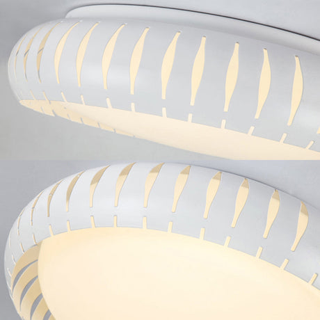 Simple Metal Led Ceiling Flush Mount Light White/Black With Hollow Shade For Living Room 18.5/22.5